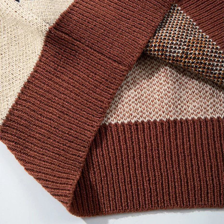 Vintage Oversized Men Sweaters Streetwear Harajuku Hip Hop Sweaters knit Jumpers Casual Loose Retro Y2K Sweaters Knitwear