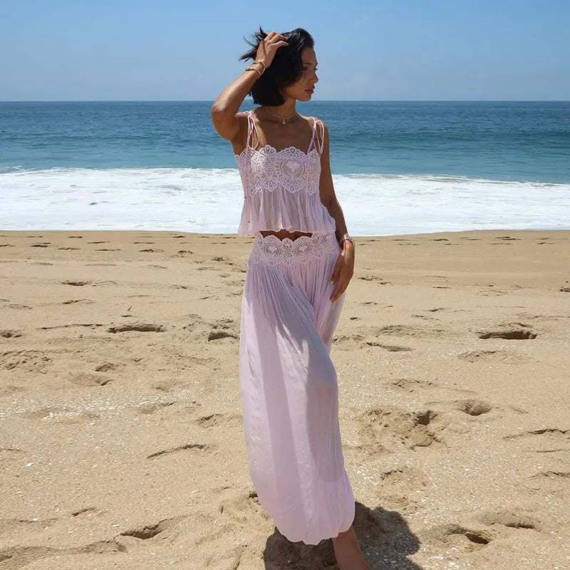 Elegant Lace Long Pant Set