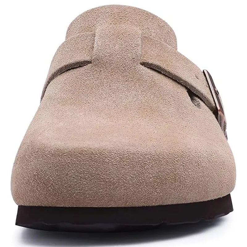 Crestar Fashion Clogs Slippers For Women Classic Suede Men Mules Cork Footbed Leather Potato Shoes With Arch Support Beach Slide