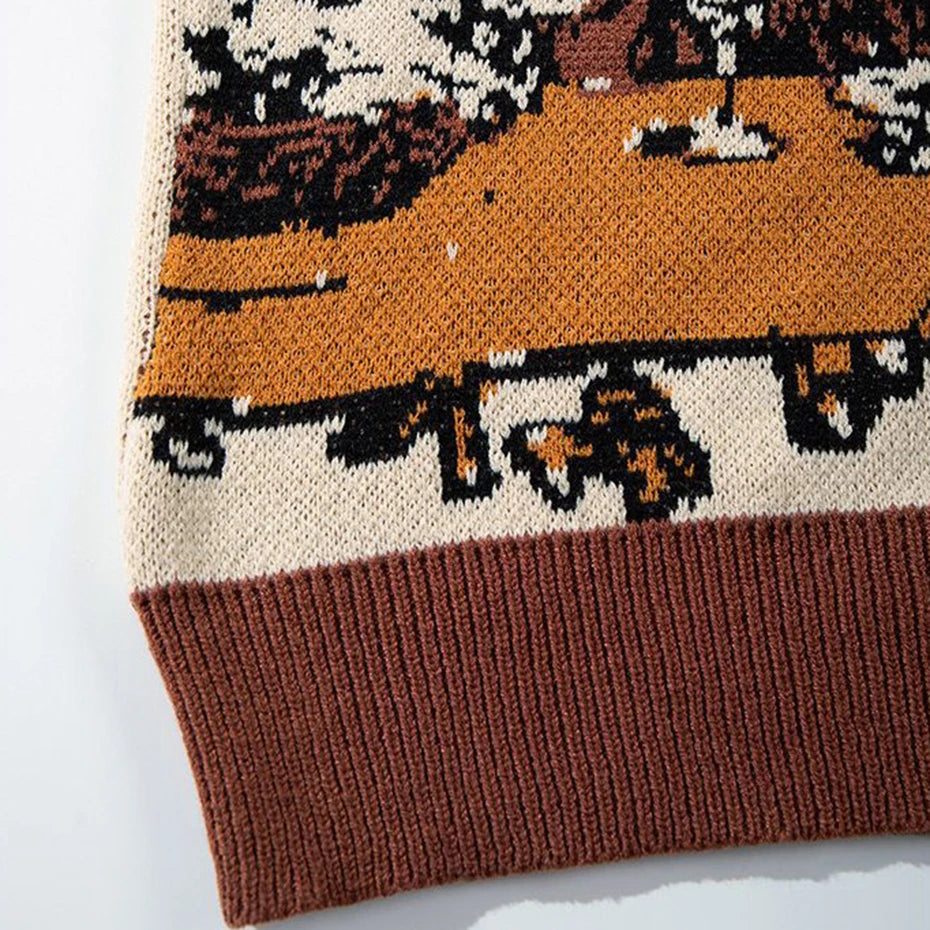 Vintage Oversized Men Sweaters Streetwear Harajuku Hip Hop Sweaters knit Jumpers Casual Loose Retro Y2K Sweaters Knitwear