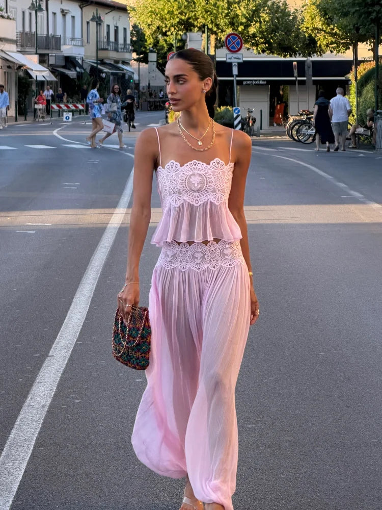 Elegant Lace Long Pant Set