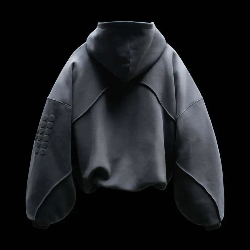 Aesthetic Contrast Stitching Creative Foam Printing Fashion Casual Hoodie High Street Harajuku Hip Hop Rock Long Sleeve Pullover