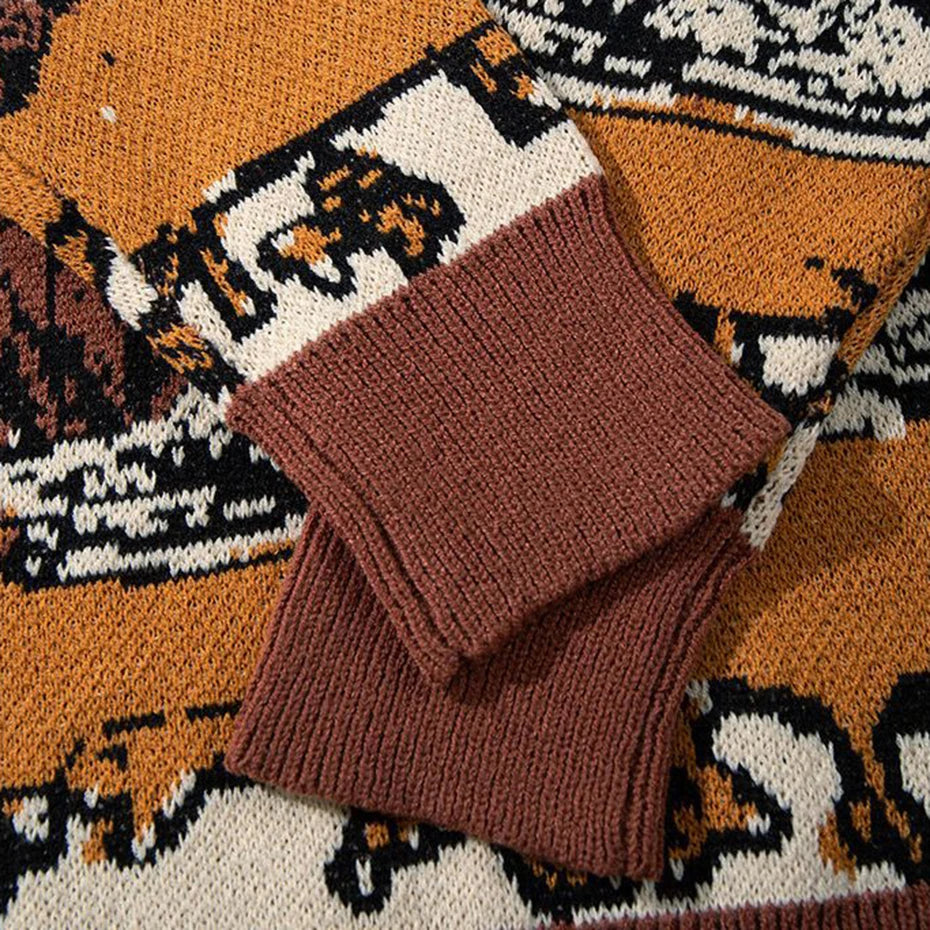 Vintage Oversized Men Sweaters Streetwear Harajuku Hip Hop Sweaters knit Jumpers Casual Loose Retro Y2K Sweaters Knitwear