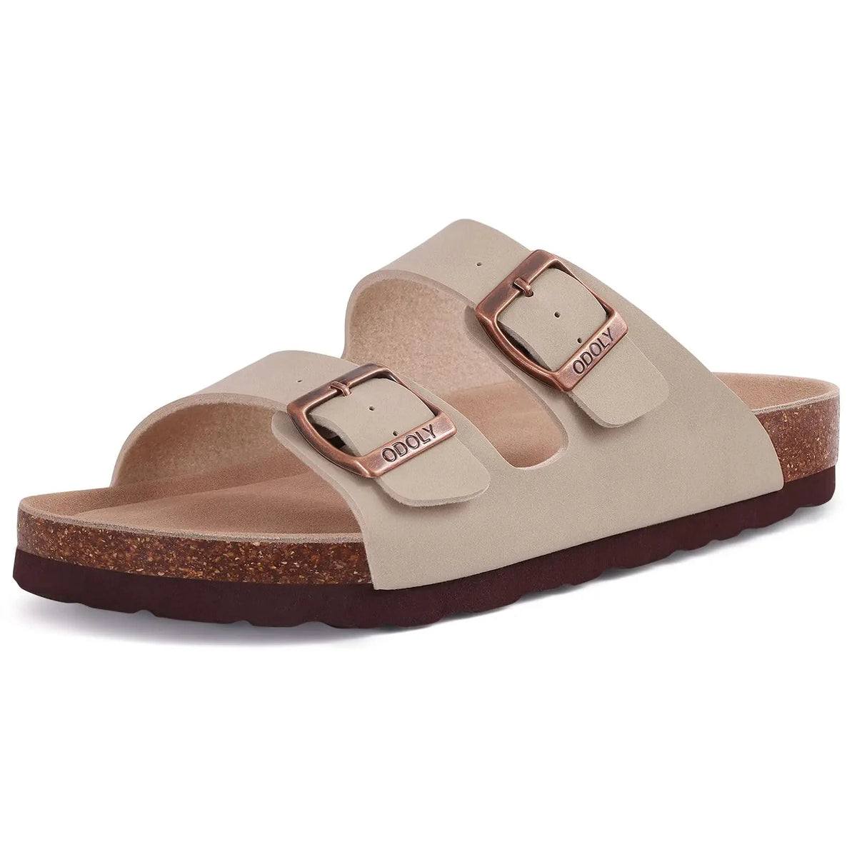 Comwarm Men's Cork Footbed Slides Sandals Arch Support Summer Outdoor Sandals with Adjustable Buckle Leisure Men Leather Slides