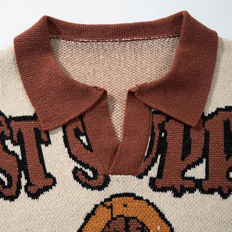 Vintage Oversized Men Sweaters Streetwear Harajuku Hip Hop Sweaters knit Jumpers Casual Loose Retro Y2K Sweaters Knitwear